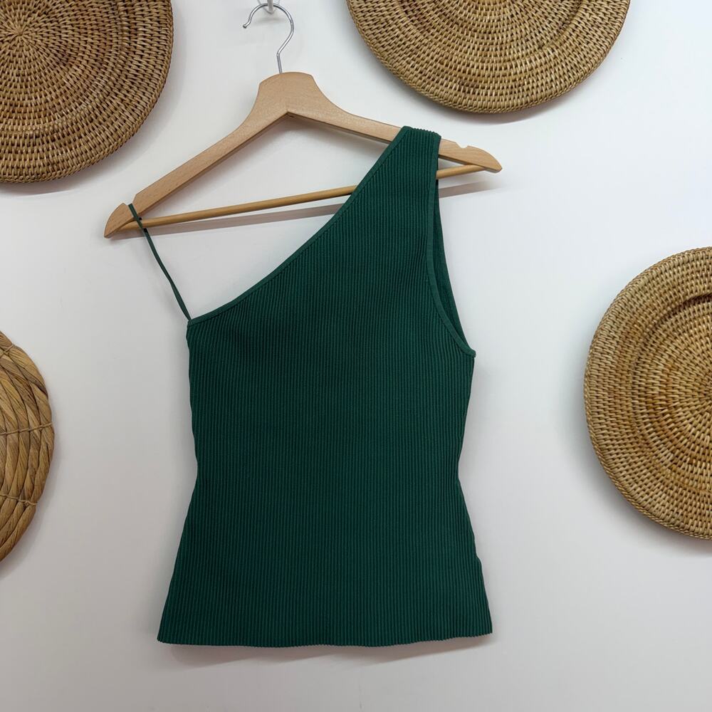 Aritzia Babaton Green One Shoulder Tank Top Medium
